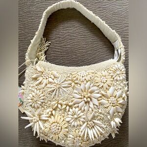 MADE IN INDIA Cream Beaded Women's Bag - NEW